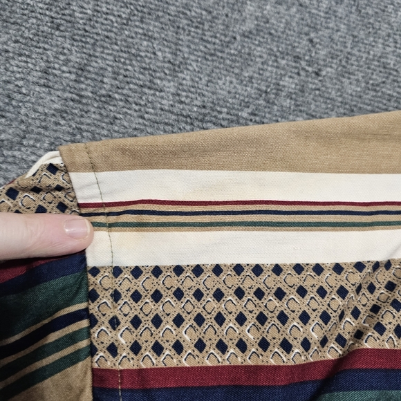 Vintage 90s Trader Bay Mens African Stripe Button Down Shirt Long Sleeve Cotton - Picture 13 of 16